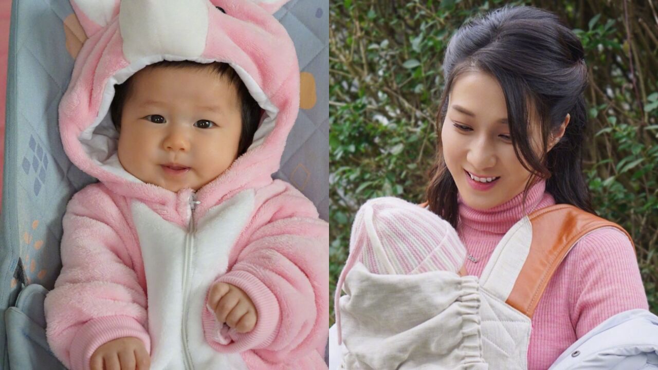 钟嘉欣晒三胎女儿正面照,小公主吐舌头呆萌可爱,中文名也曝光