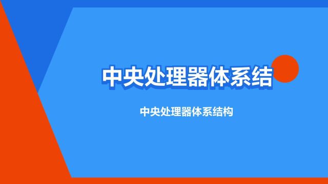 “中央处理器体系结构”是什么意思?