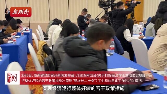 湖南发布|省工信厅发布落实“稳增长二十条”19项相关政策