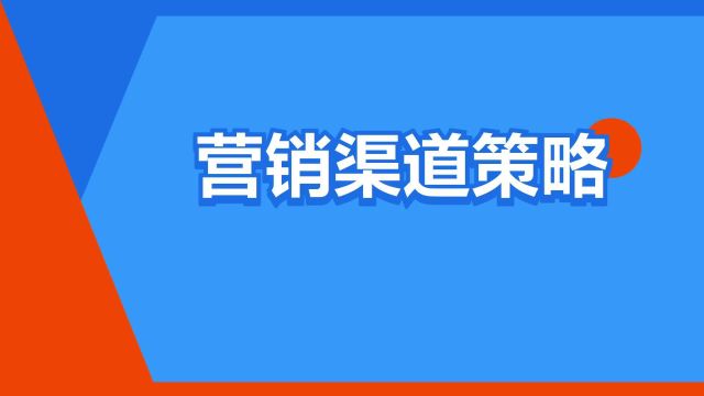 “营销渠道策略”是什么意思?