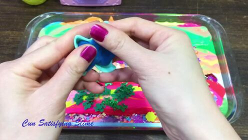 Mixing storebought and glitter into GLOSSY slime!!!Satisfying Cun Slime