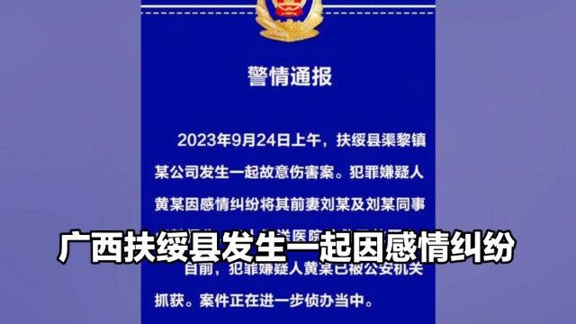 警情通报:扶绥县持刀伤人事件嫌疑人已抓获