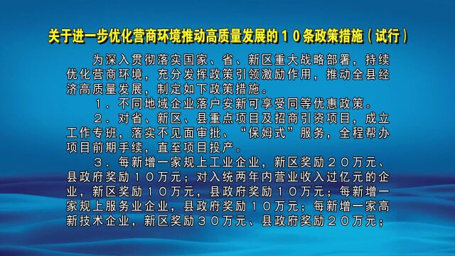 2023.2.28关于进一步优化营商环境推动高质量发展的10条政策措施