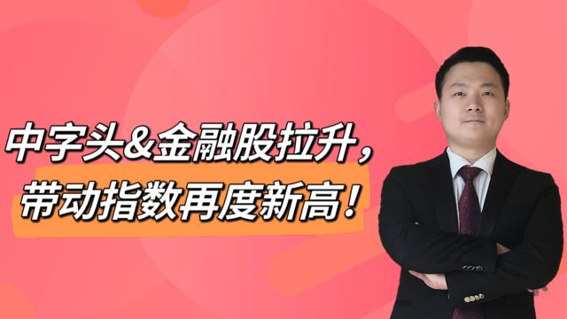 中字头&金融股拉升,带动指数再度新高!