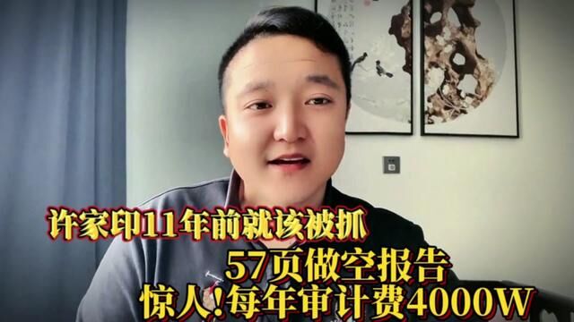 许家印11年前就该被抓了!57页做空报告!惊人!每年审计费4000W! #财经新闻 #股票 #A股 #许家印