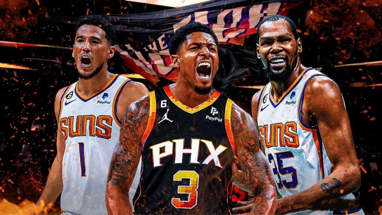 你们在比谁先投丢吗?太阳三巨头投篮训练三人百发百中