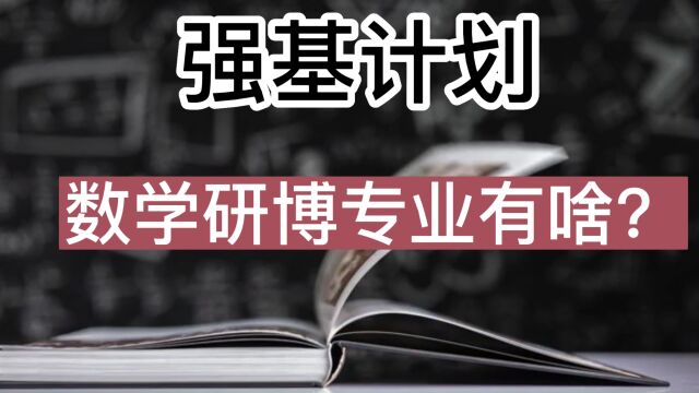 强基计划——数学的研博衔接都是什么专业?就业方向都是哪些赛道