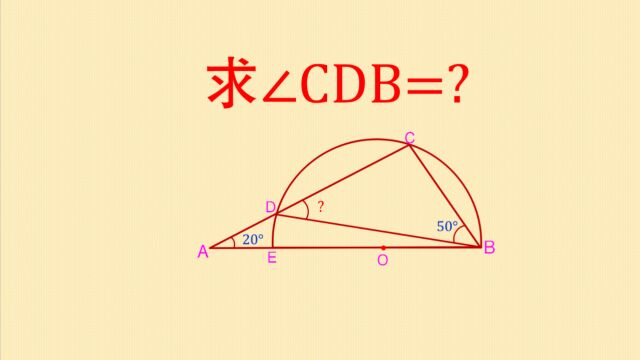 烧脑几何:如图,求∠CDB=?能找到解题方法么?