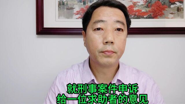 《就刑事案件申诉给一位求助者的意见》