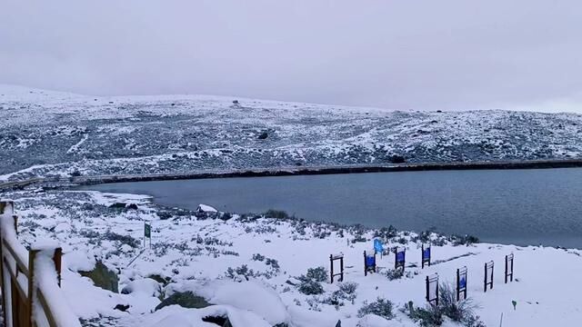 12号早晨,川藏线318海子山姊妹湖段雪堆白,有点儿冷,因为修路每天分时段通行#318川藏线 #海子山姐妹湖 #带你看雪景