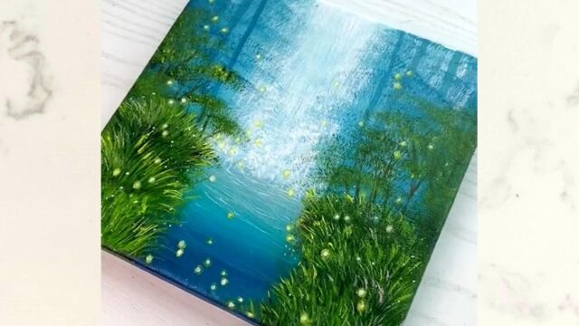 【丙烯画】萤火虫在夜色中游动,像在寻找白天遗失的梦