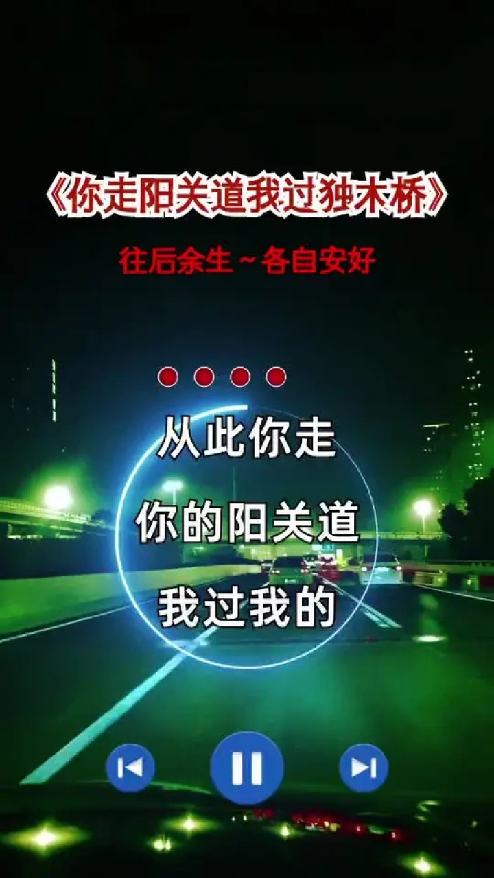 你走阳关道我过独木桥#往后余生各自安好#伤感音乐#愿所有真情都脖换
