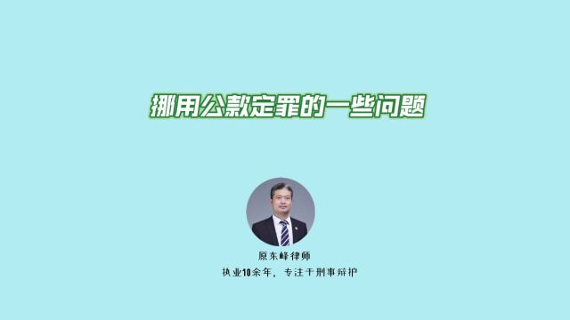 挪用公款定罪的一些问题