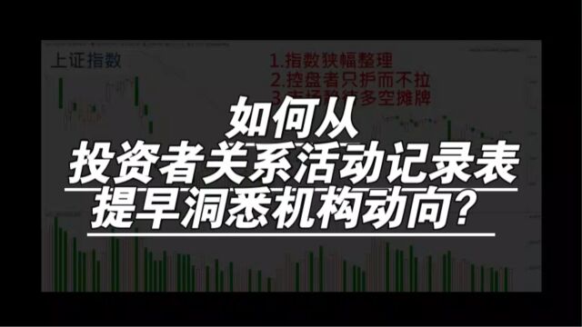 如何从投资者关系活动记录表提早洞悉机构动向?