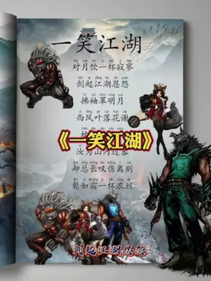 剑起江湖恩怨,灰太狼三口之家#一笑江湖 #不用背的课文 #一笑江湖dj