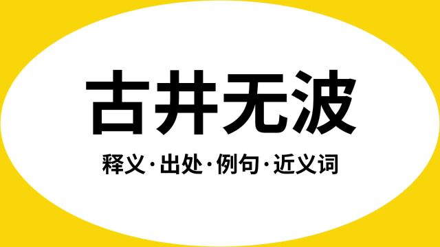 “古井无波”是什么意思?