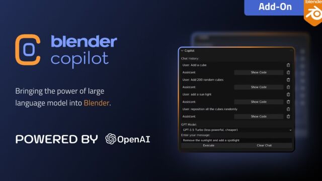 Blender Copilot将ChatGPT转换成可执行代码Blender插件