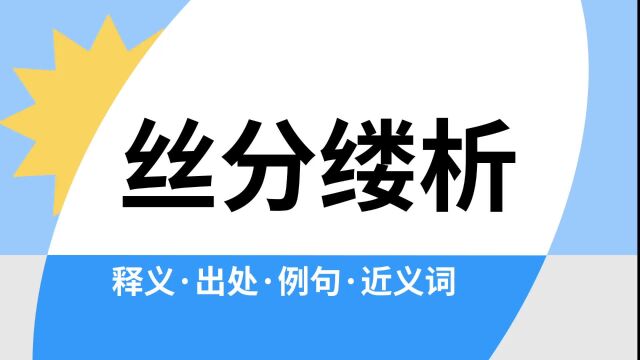 “丝分缕析”是什么意思?