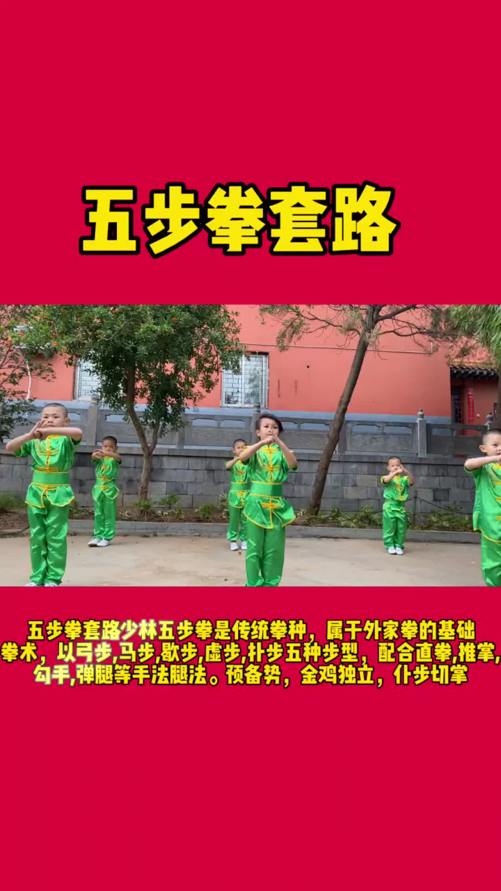 武术套路五步拳.河南登封嵩山中岳少林文武学校