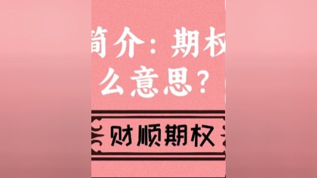 期权简介:期权是什么意思?