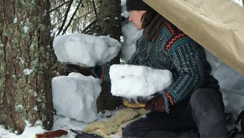 3天冬季露营：北欧森林的雪块庇护所
