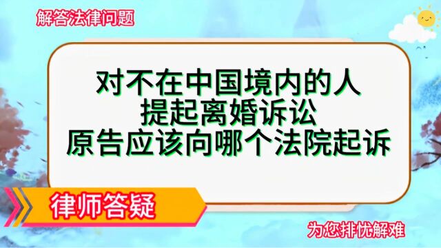 对不在中国境内的人提起离婚诉讼,原告应该向哪个法院起诉?