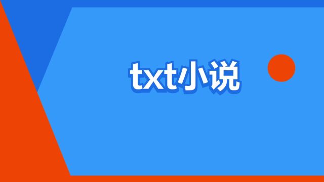 “txt小说”是什么意思?