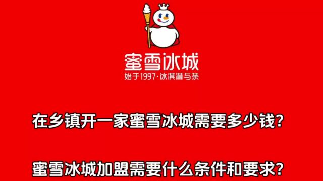 在乡镇开一家蜜雪冰城需要多少钱?加盟蜜雪冰城需要什么条件和要求?