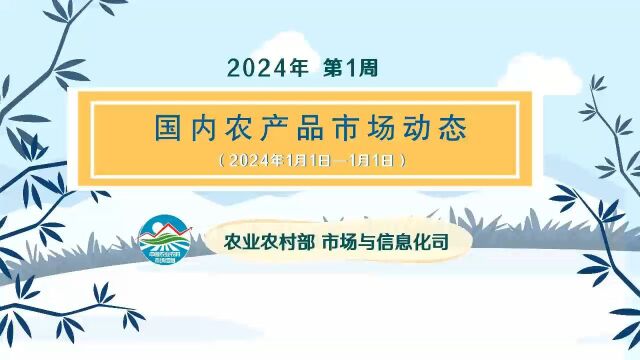 【2024年第1周】 国内肉蛋价格小幅下跌,蔬菜价格小幅上涨