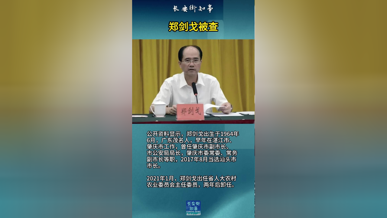 汕头市原市长郑剑戈被查