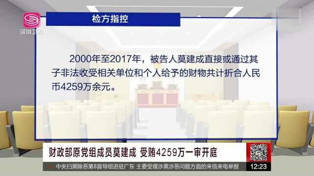 财政部原党组成员莫建成 受贿4259万一审开庭