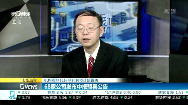 机构看好11只净利润预计翻番股 68家公司发布中报预喜公告