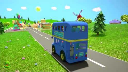 Blue Wheels On The Bus | Kindergarten Nursery Rhyme Color Song | Cartoon for Kids | Little Treehouse