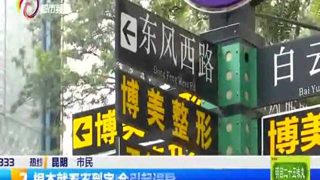 网友吐槽:昆明街头指路牌“不务正业”