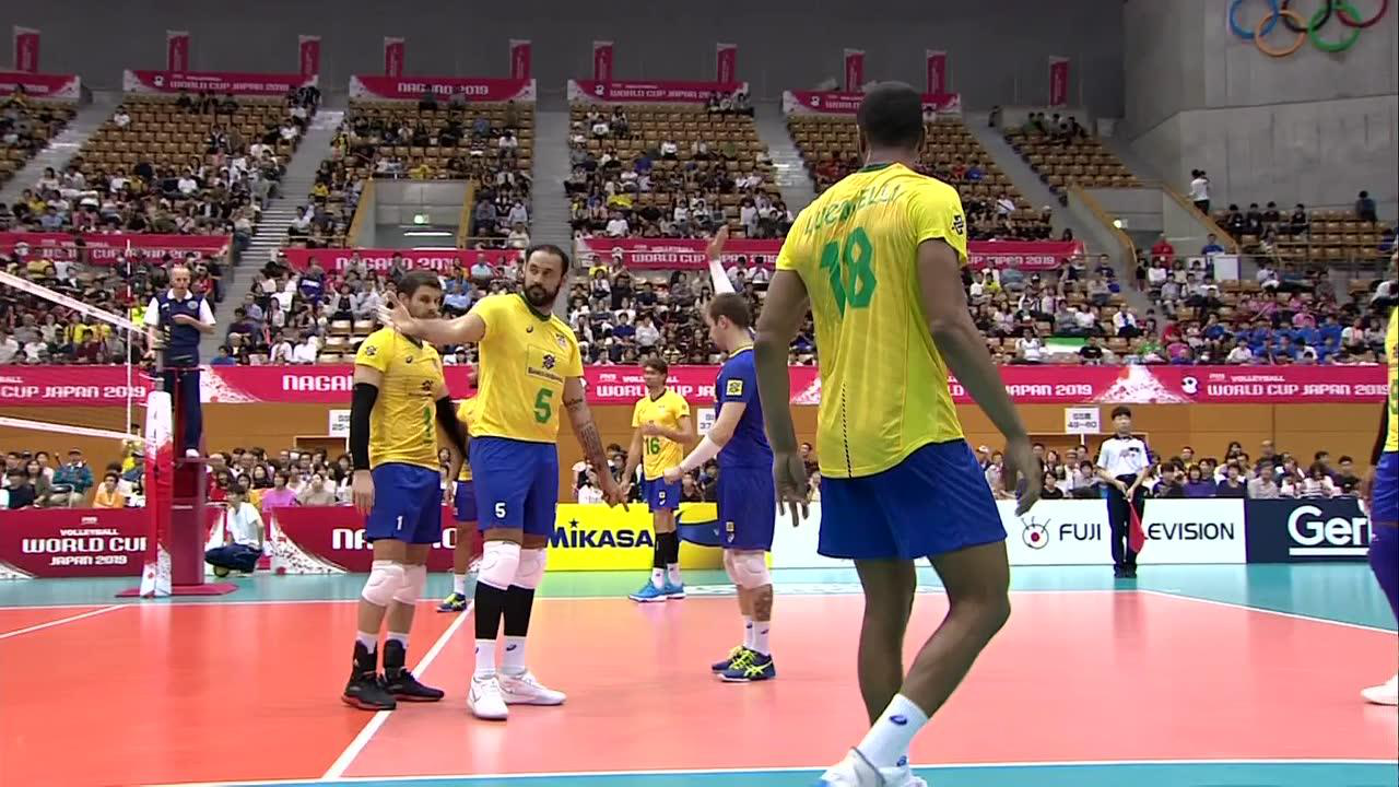 排球回放2019男排世界杯第一阶段巴西男排vs俄罗斯男排第二局