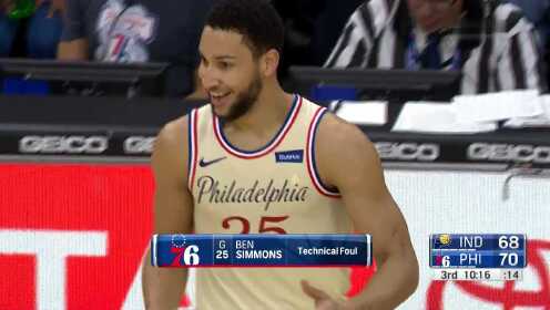 《NBA全场回放》【原声回放】步行者vs76人第3节 沃伦连续攻击费城