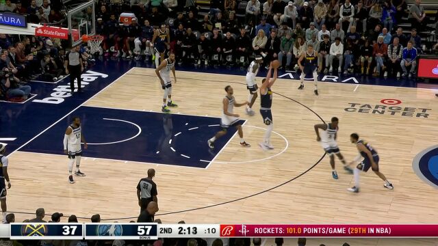 掘金vs森林狼五佳球 唐斯生断约基奇 爱德华斯压哨扣篮惊艳全场