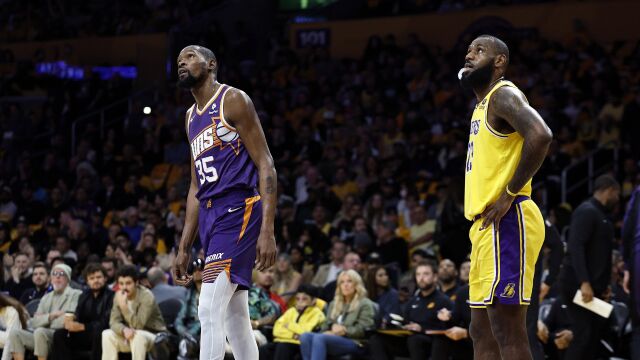 太阳95-100湖人 杜兰特39分 詹姆斯准三双迎赛季首胜