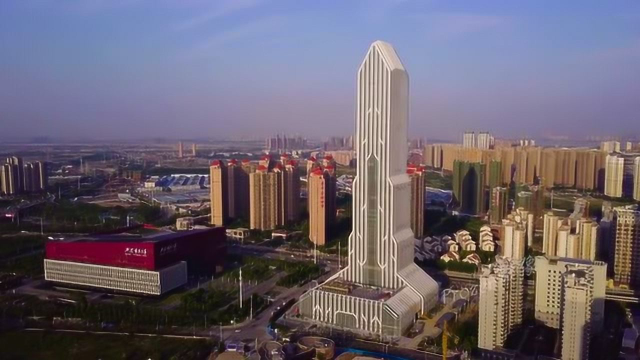 航拍市民之家旁的长江日报报业集团新大楼