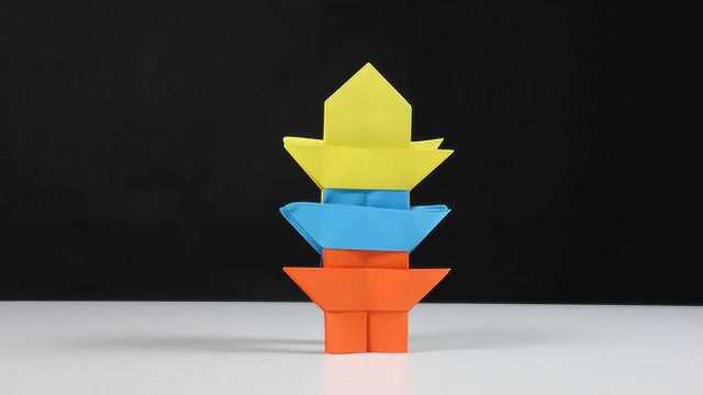一个超简单的彩色纸塔折法,让孩子轻松学会
