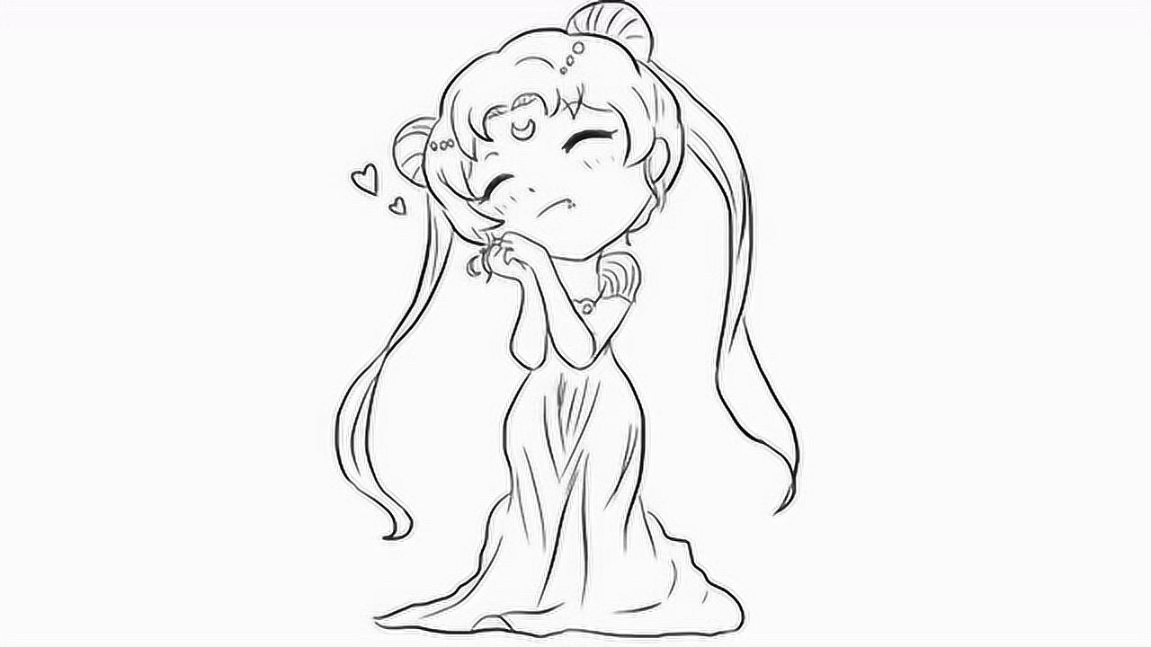 可爱的美少女战士水冰月儿童亲子简笔画 宝宝轻松学画画