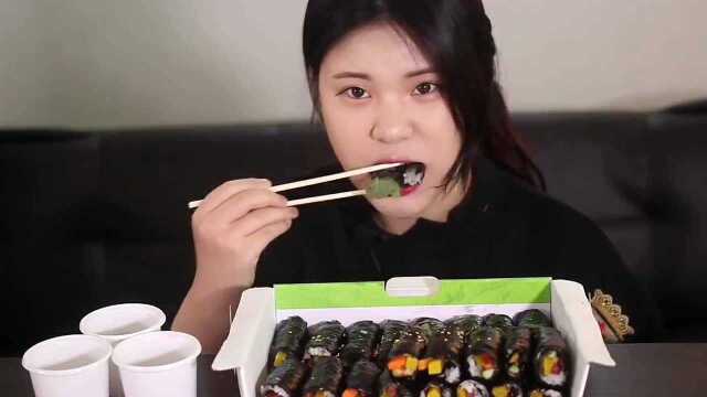 吃播助眠视频donkey妹妹吃紫菜包饭