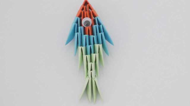 入门级简单折纸三角插立体可爱小鱼教程自己动手做的装饰品