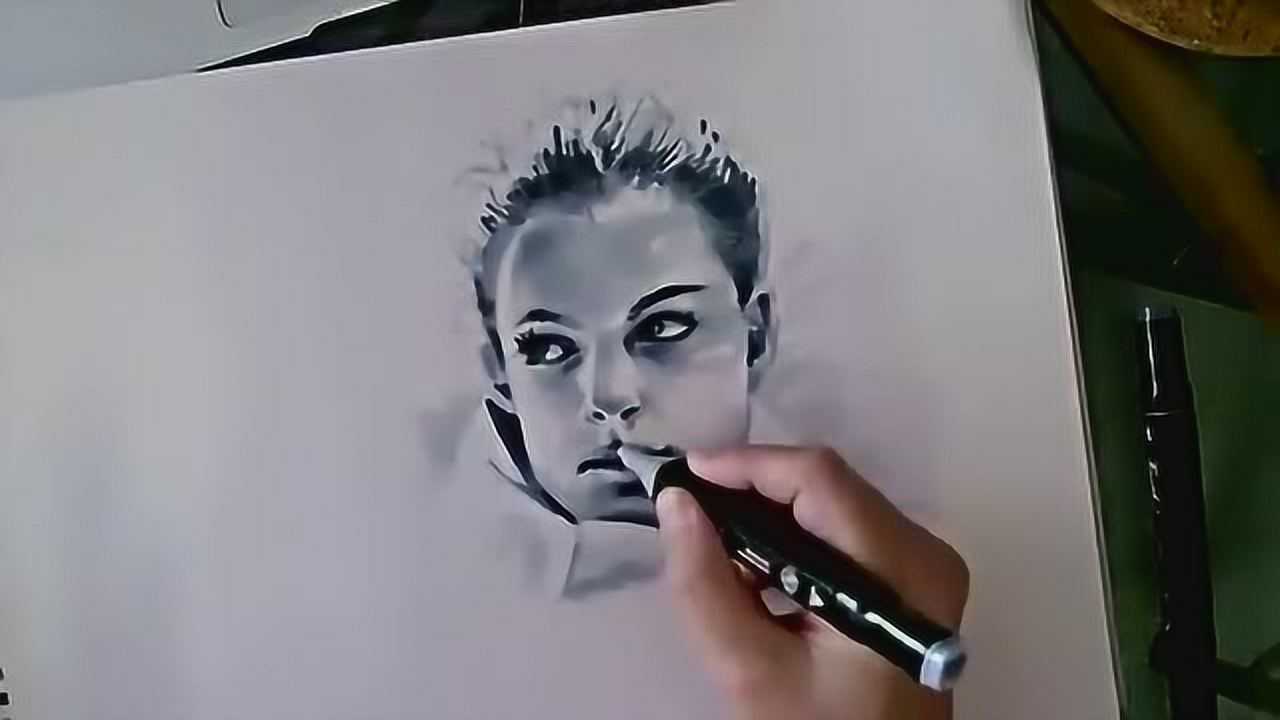 安思手绘马克笔素描natalieportman