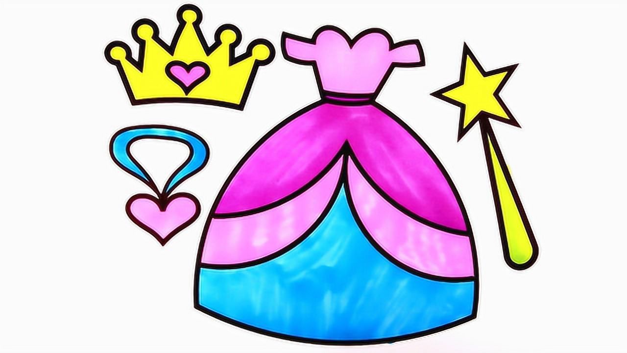 紫色的公主裙简笔画填色教程
