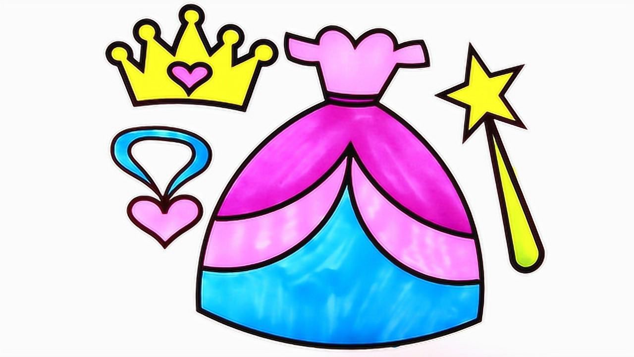 紫色的公主裙简笔画填色教程