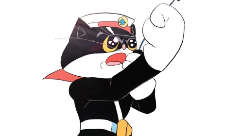 正在通话中的黑猫警长儿童卡通简笔画