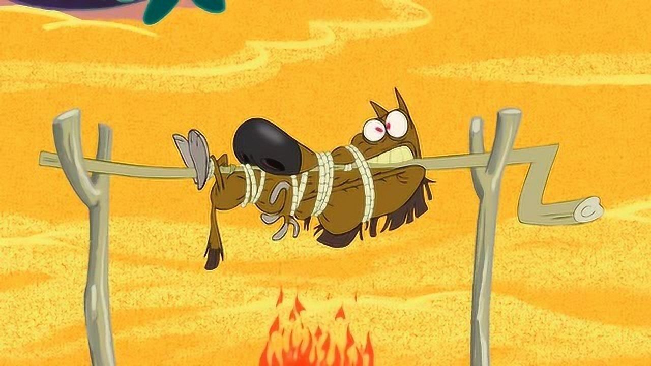 鬣狗逮住原始人想烤着吃反被原始人架在火架上烤
