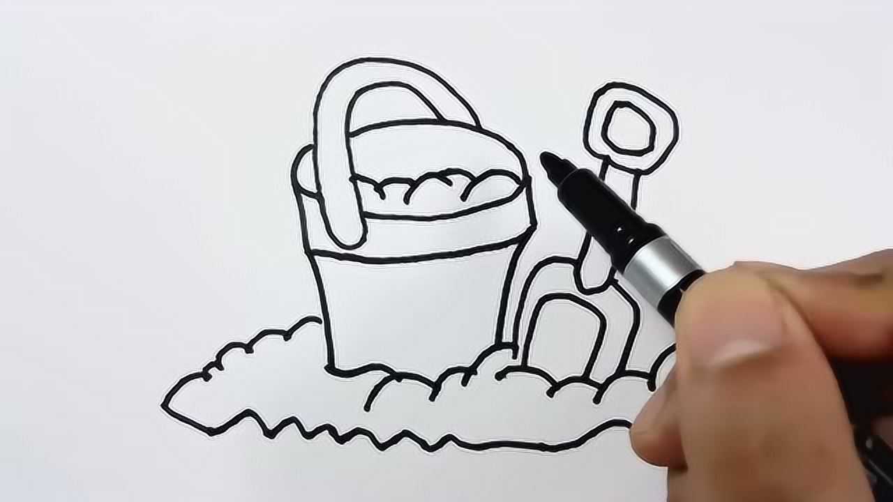 水桶简笔画画法 儿童画一个彩色的水桶
