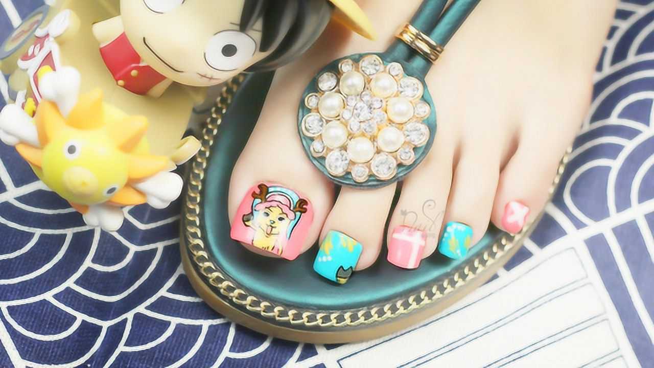 动漫款手绘海贼王乔巴脚甲美甲教程